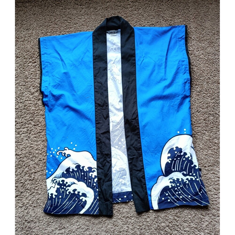 Vintage Traditional Kimono Blue Short Sleeve